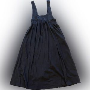 Free People Free-est Delphine Smocked 100% Cotton MIDI-Dress Size Medium BLACK